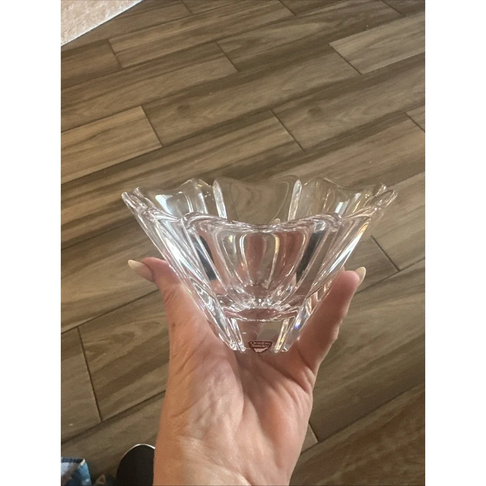 ORREFORS SIGNED BOWL SWEDISH LEAD CRYSTAL LARS HELLSTEN DESIGN ORION Vintage
